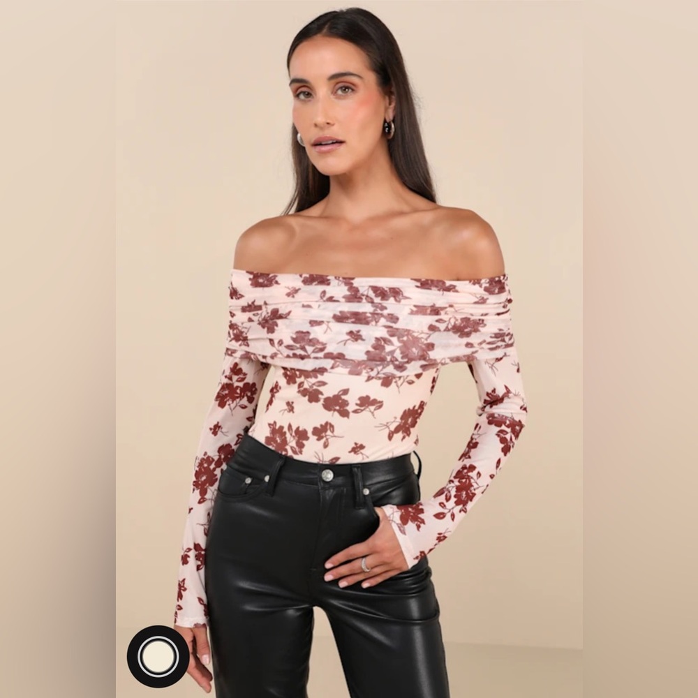 Floral Off-Shoulder Top - Pink and Red